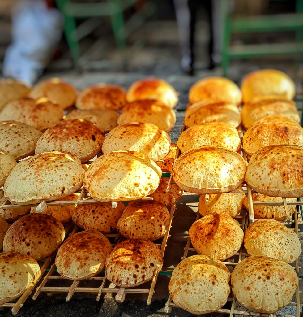Rows of Baladi Bread