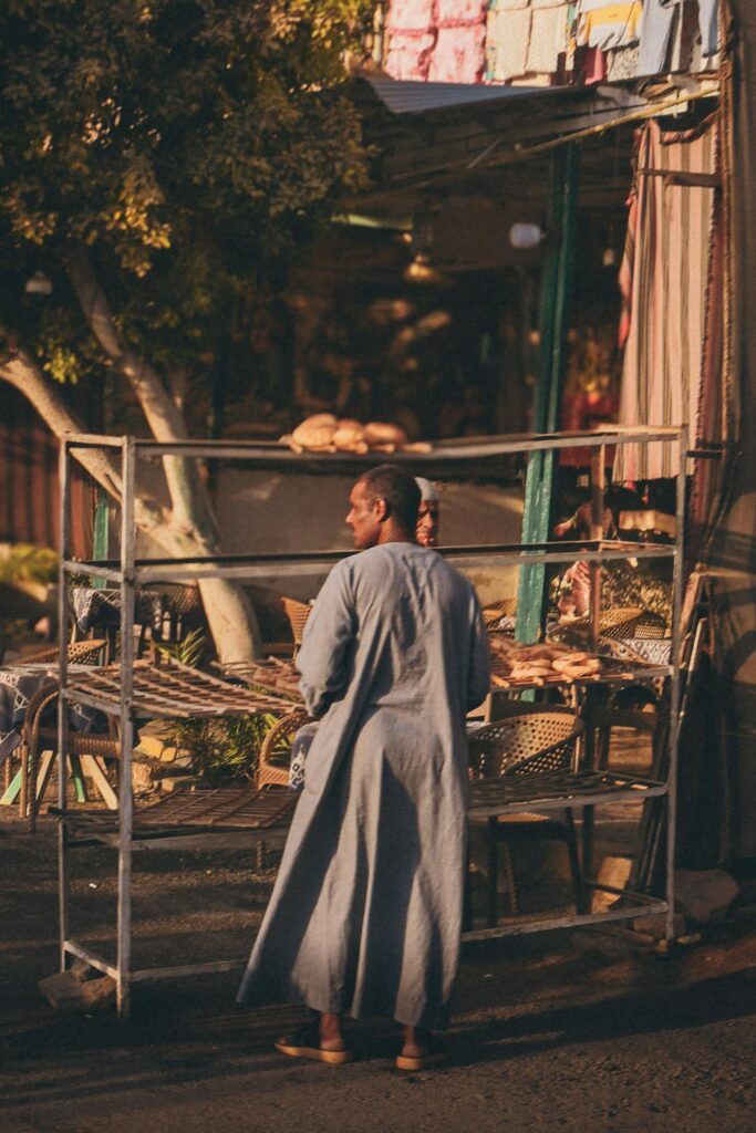 A local Egyptian man is waiting for bread