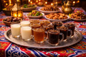 An assortment of traditional Egyptian drinks