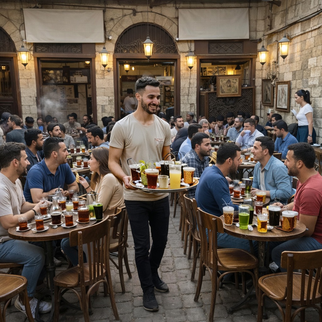A local Egyptain Gathering at a tradintional Coffee Shop or Ahwa