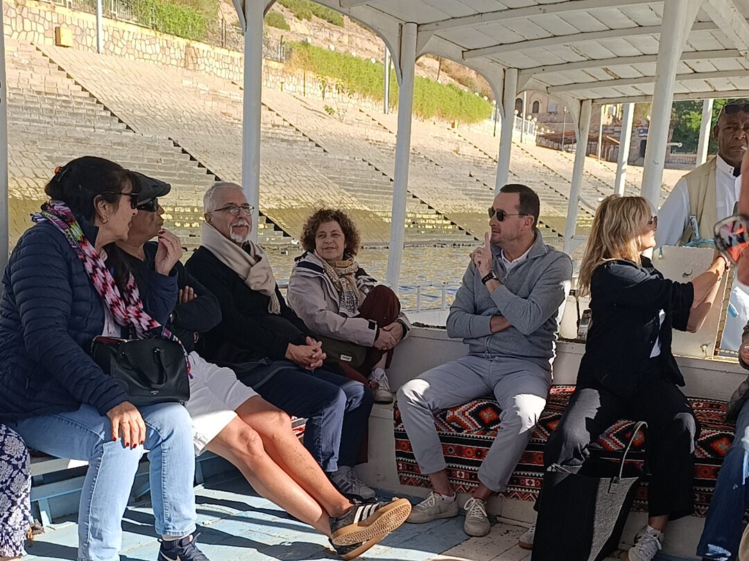 Tourists on boat in nile river tarot tours 